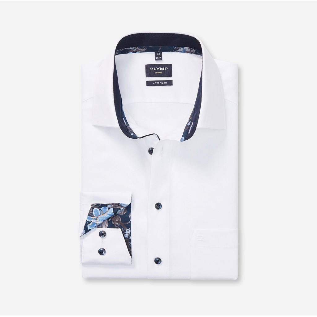 OLYMP LUXOR Shirt เสื้อเชิ้ตผู้ชายแขนยาว ทรงหลวม สีขาว ยับยาก รีดง่าย ระบายอากาศ (01T1BE) WINT25