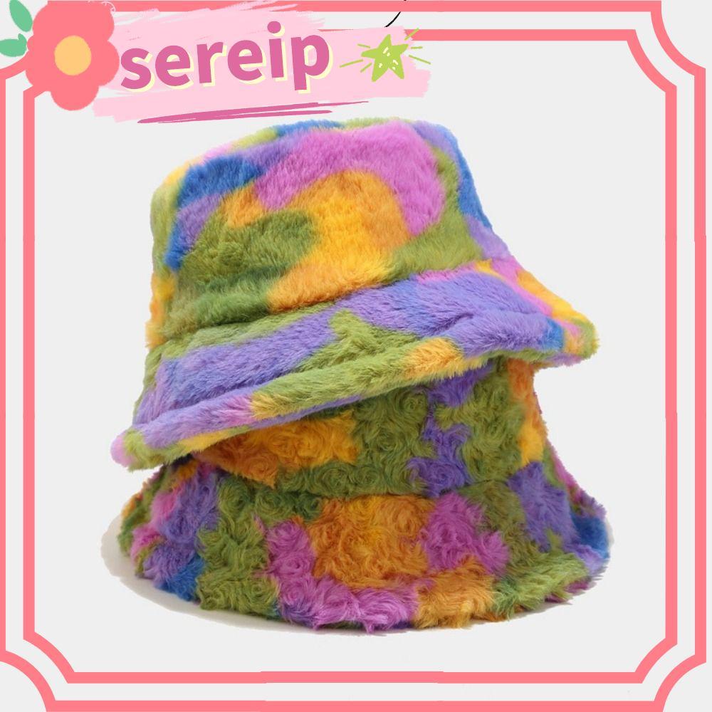 SEREIP Bucket Hat, Luxury Fluffy Fisherman Winter Hat, Faux Fur Colourful Plush Velvet Womens Hats W