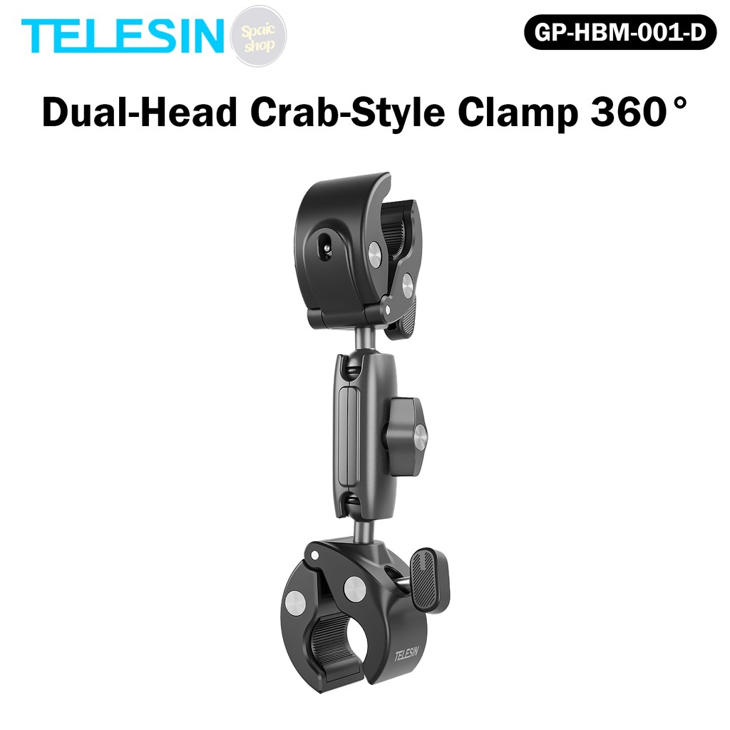 Telesin  Dual-Head Crab-Style Clamp 360° แคลมป์ยึดอุปกรณ์เสริม เพิ่มมุมมอง（GP-HBM-001-D）