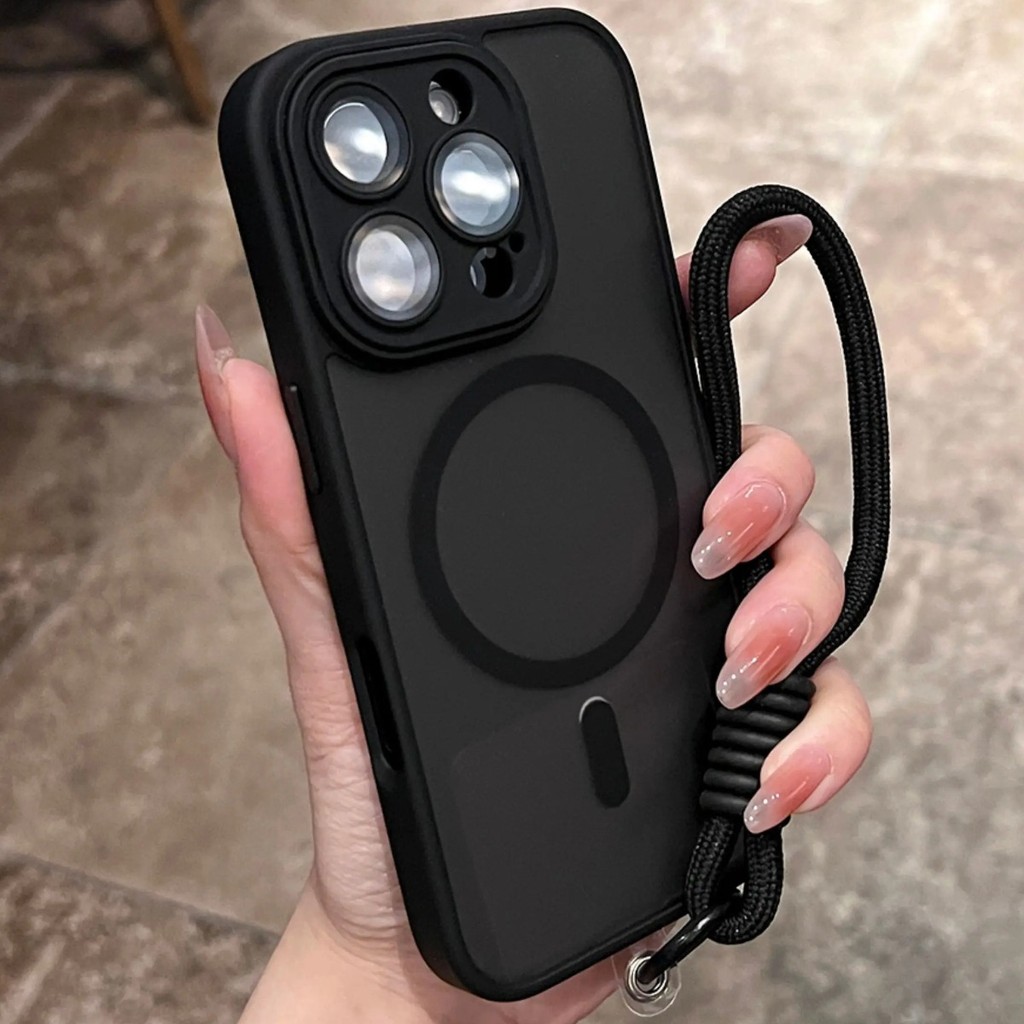COVET Matte Magnetic Case เพิ่มเชือกเส้นเล็กสีรุ้งสําหรับ iPhone 17 16 15 14 13 12 11 Pro Max Plus เคสกันกระแทก