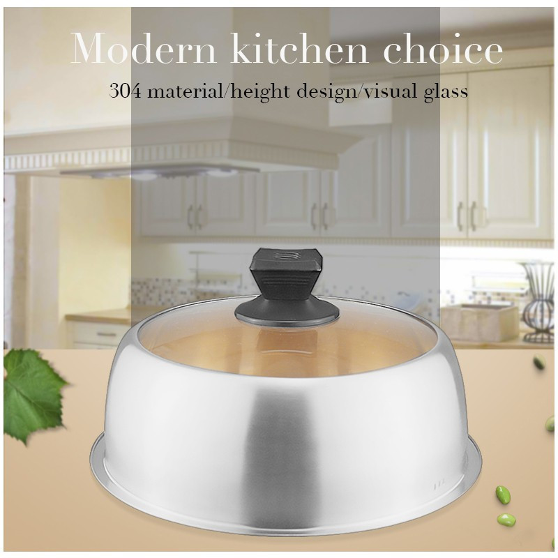 304สแตนเลสฝาหม้อหม้อซุปฝาที่มองเห็นได้สแตนเลสแก้วรวมกันฝา 5เลีย