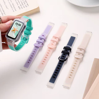 สายรัดซิลิโคนสําหรับ For Xiaomi Smart Band 9 Active / 8 Active แฟชั่นสําหรับ for Redmi Band 3 2 สายรัดข้อมือสร้อยข้อมือทูโทนโปร่งแสง