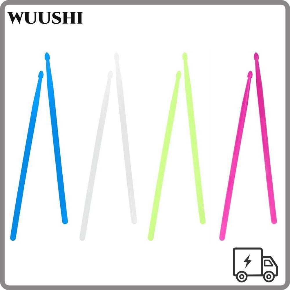 WUSHI Drum Sticks, 5A Luminous Luminous Drumsticks, Night Light Glow Drum Sticks ไนลอนเครื่องดนตรีกล