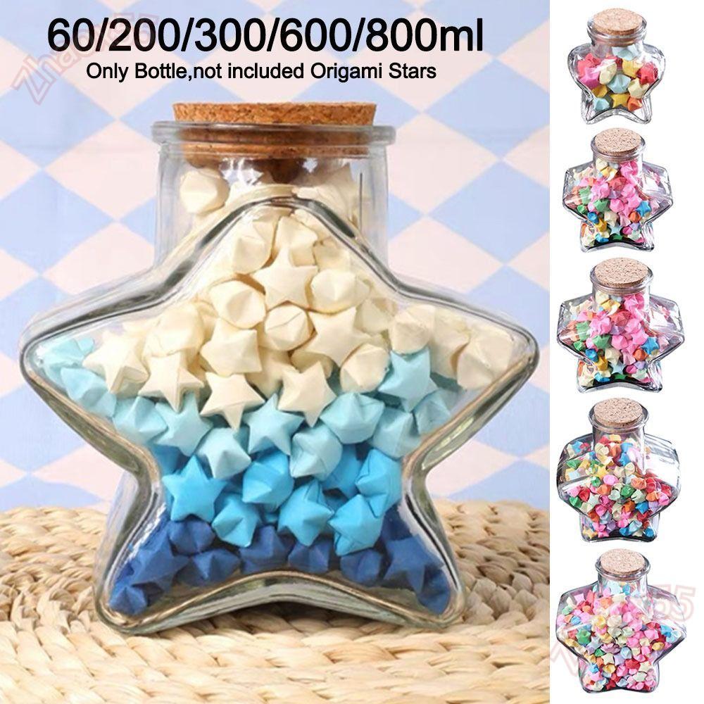 ZJAOX Wishing Bottle, Craft Origami Stars Glass Bottle, DIY Stars Shape Glass Jars Home