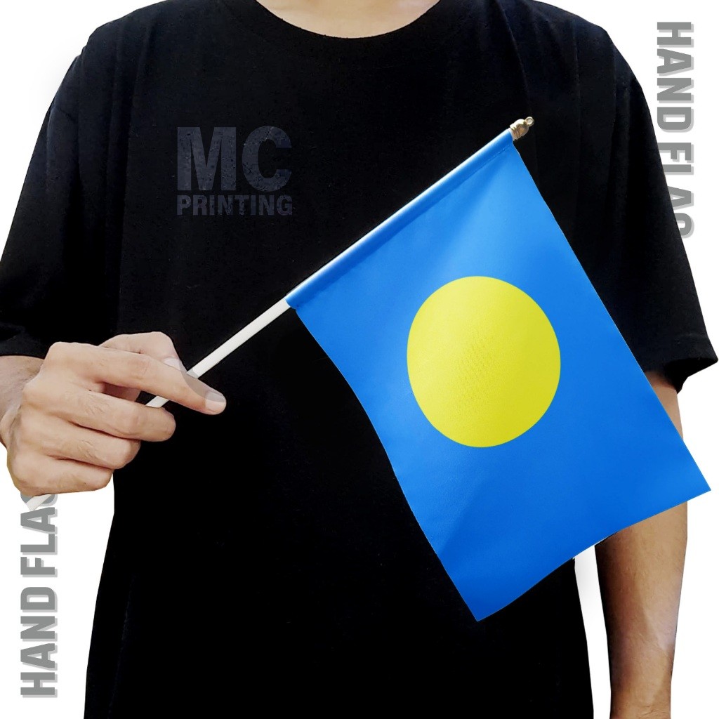 ธงมือขนาดเล็ก Palau Country 14x20 ซม. - อุปกรณ์เสริม Parade & Festival - คุณภาพการพิมพ์ MC