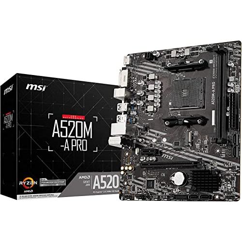MSI Motherboard A520M-A PRO [Compatible with Ryzen 5000 Series (AM4)] Micro ATX [AMD A520 Equipped] 