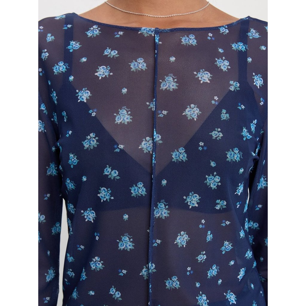 [Pomelo] เสื้อซีทรูลายดอกไม้ / Floral Sheer Mesh Blouse — صورة 3