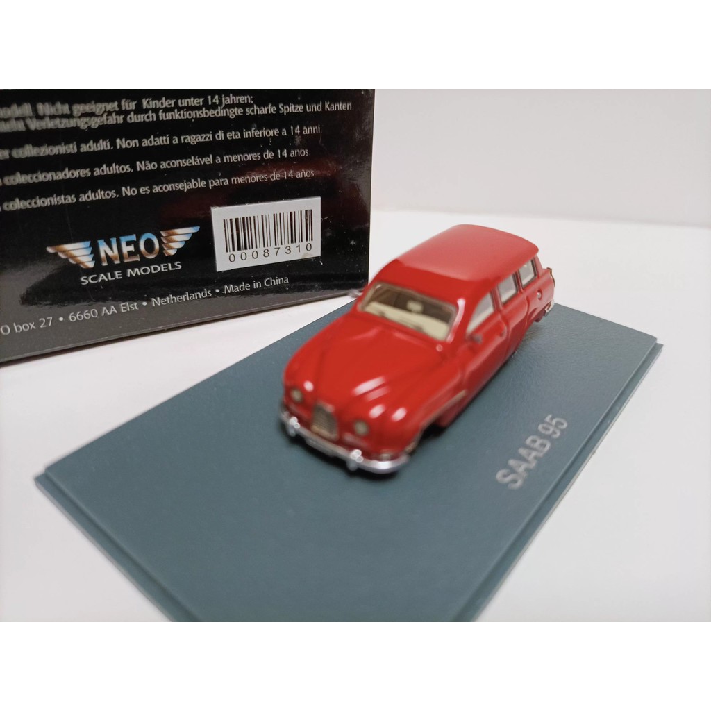 Neo 1 87 Saab Classic Saab รถการท่องเที่ยว รุ่น Saab 95 Wagon 1964 สีแดง