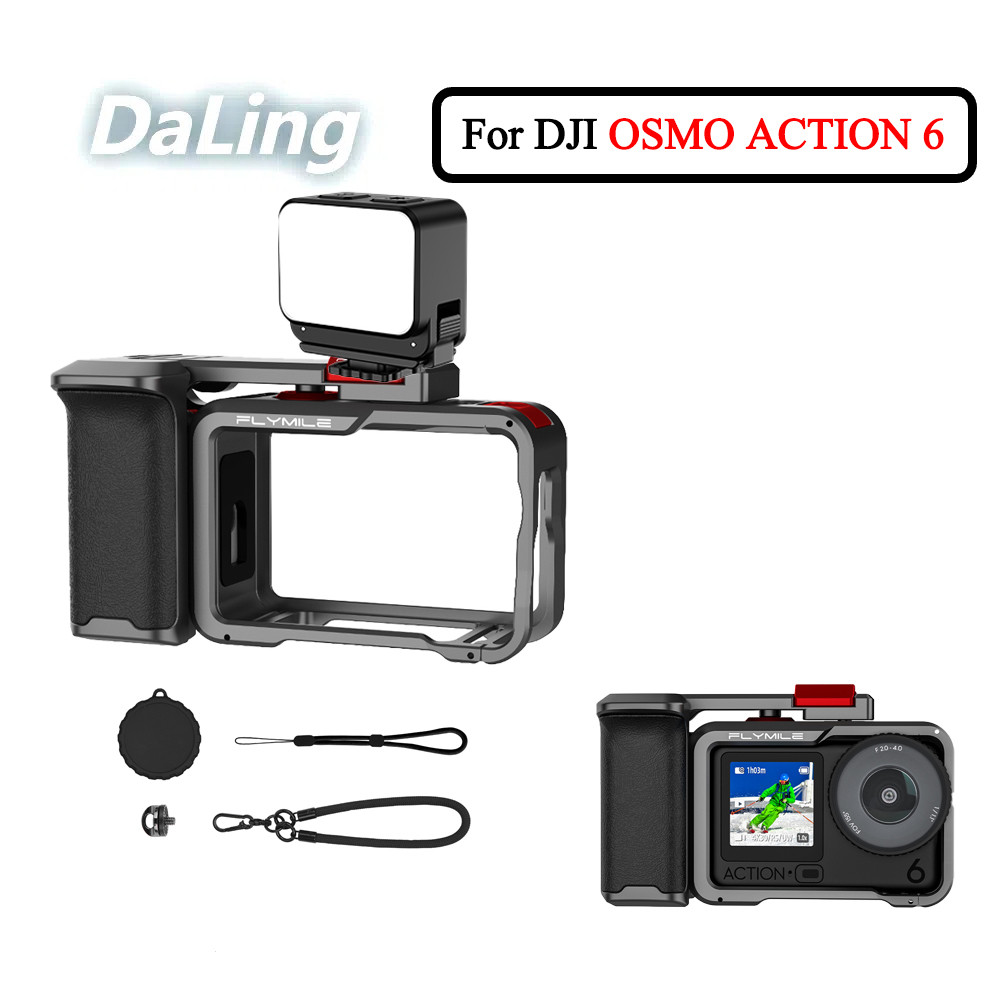 เหมาะสําหรับ DJI OSMO ACTION6 Street Shooting Handle Set Action Camera ACTION6 ขยายกรงกระต่ายกรอบอุปกรณ์ป้องกัน