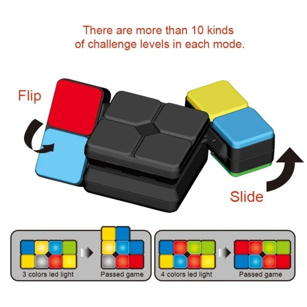 USNOW Electronic Magic Cube Memory Game Plastic Led Light Glow Music Magic Cube Flipslide Puzzle Game Change Match Intelligence Kids Toy - รูปที่ 2