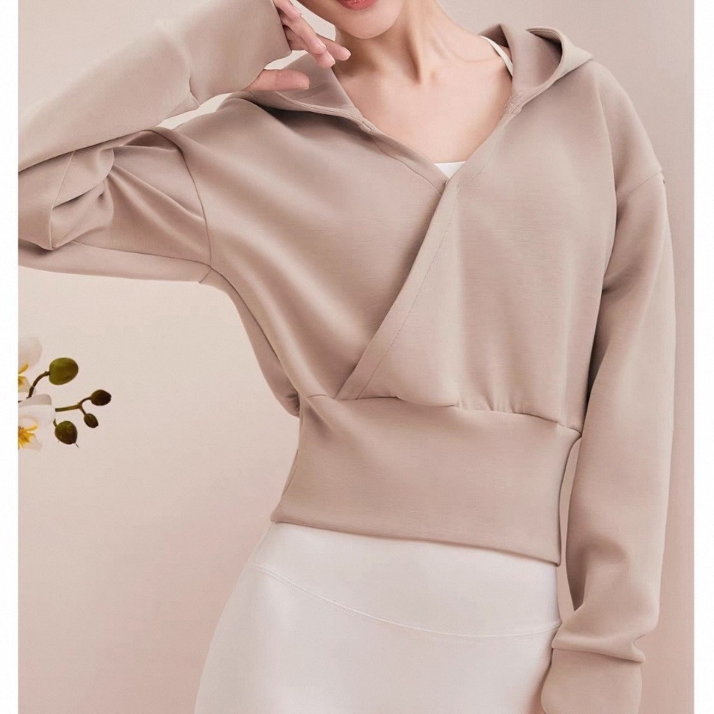 Autumn and Winter Cinched Hoodie Yoga Clothes Fitness Clothes Sports V-neck Slim Fit Yoga Jacket Coa