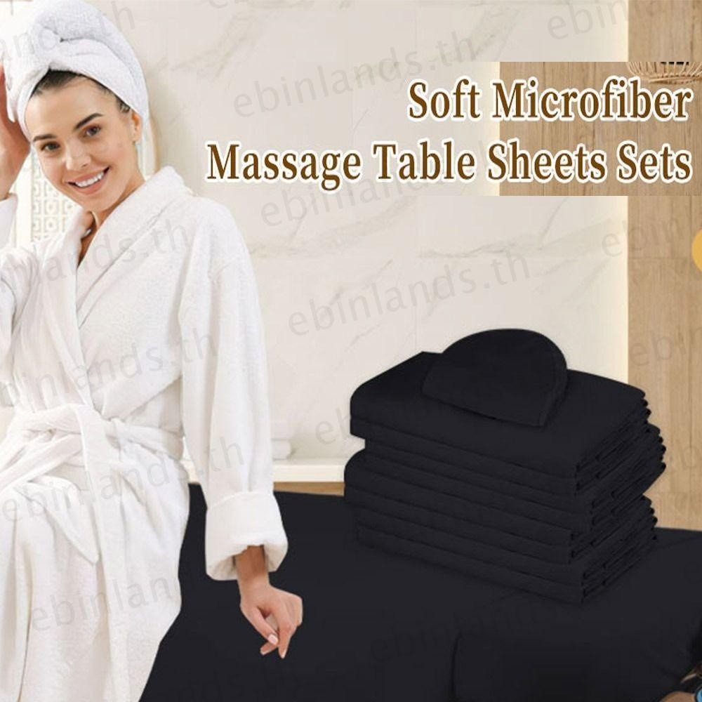 Ebenland 3Pc Massage Table Sheet Set Breathable Black Gray Massage Table Cover Premium Microfiber Co