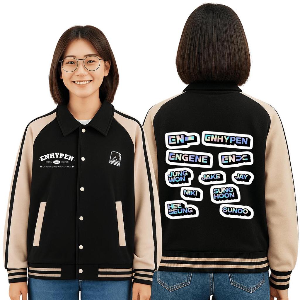 CUSTOM Enhypen เสื้อแจ็คเก็ตพิเศษใน Kpop Adddict มาถึง ENHYPEN BASEBALL JACKET