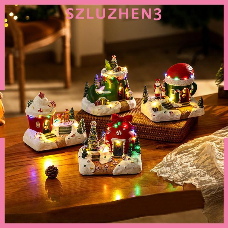 [Szluzhen3] LED Musical Christmas Village House, เหมาะสําหรับเด็กและคาเฟ่ตกแต่ง