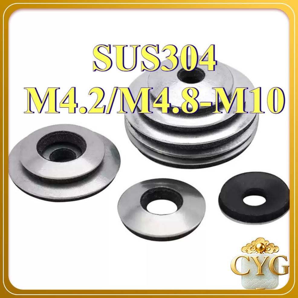 304 ปะเก็นคอมโพสิตสแตนเลส, ปะเก็นปิดผนึกกันน้ํา, สกรูแตะตัวเองเจาะยางหาง EDPM ปะเก็น M4.2M4.8/M5.5/M