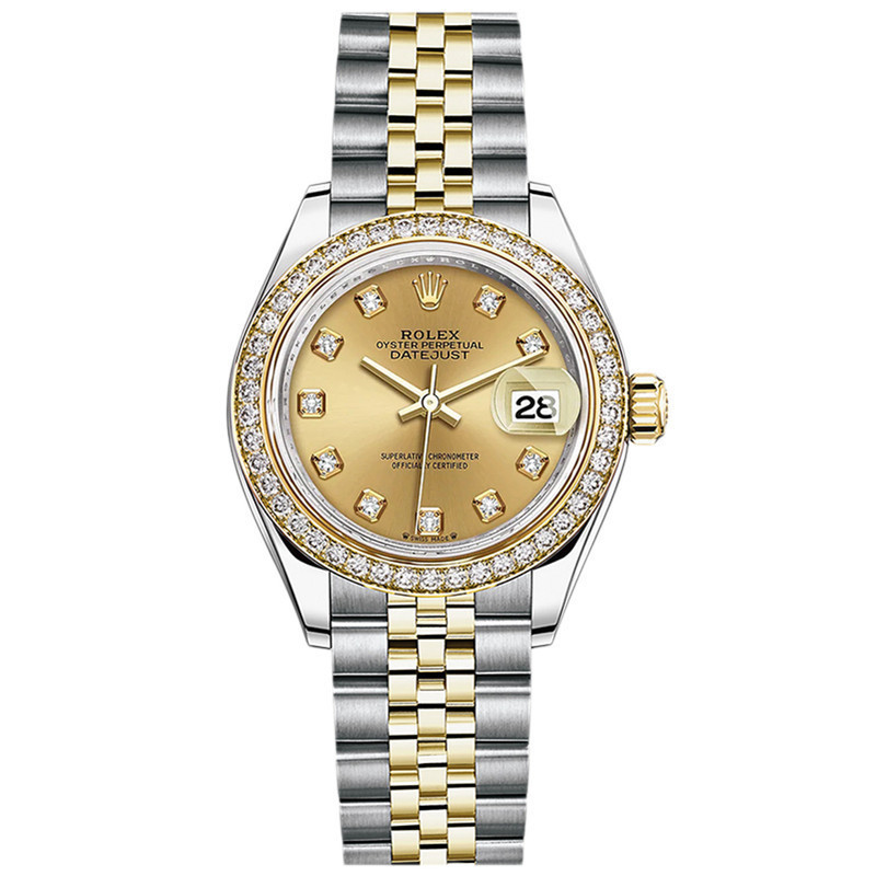 Rolex Rolex เสื้อผ้าผู้หญิง Log Type Gold Diamond นาฬิกากลไกอัตโนมัติผู้หญิง279383