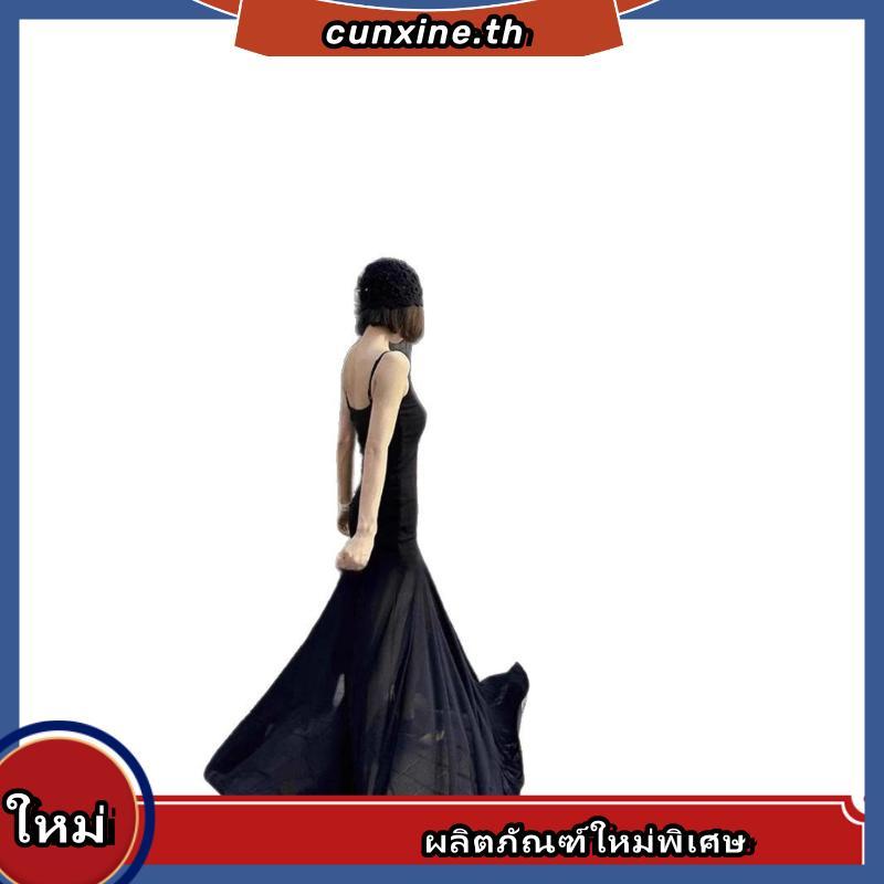 ชุดไปเที่ยว ไปทะเล ชุดไปทะเล Cold Art Series ตาข่ายเย็บถักกระโปรงแขวนผู้หญิง Pure Desire U-คอยืด Off