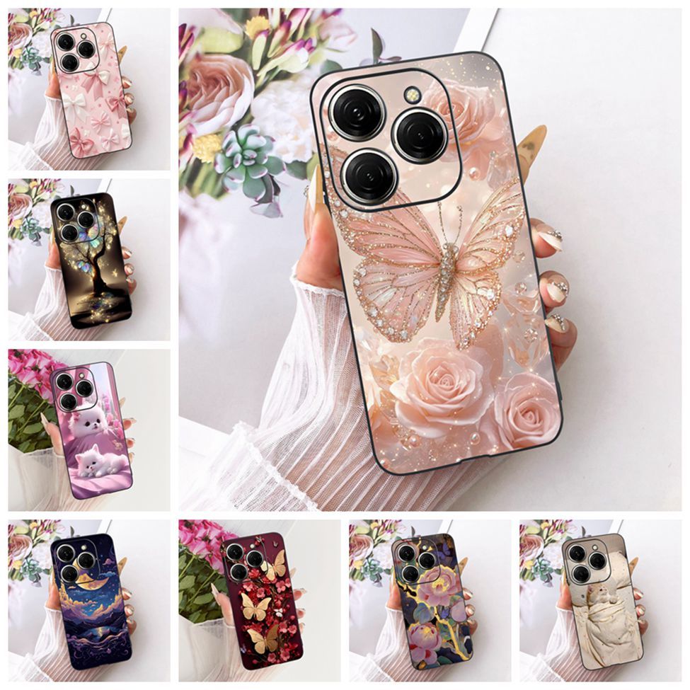 เคส Tecno Spark 20 Pro Cover KJ6 น่ารักแมวแฟชั่นผีเสื้อทาสีปลอก Techno Spark 20 Pro