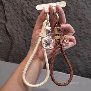 โทรศัพท์มือถือเชือกเส้นเล็กข้อมืออินแขวนโซ่ดาวระฆังจี้สั้นทอแบบพกพาเชือกมือกลางแจ้งสากล