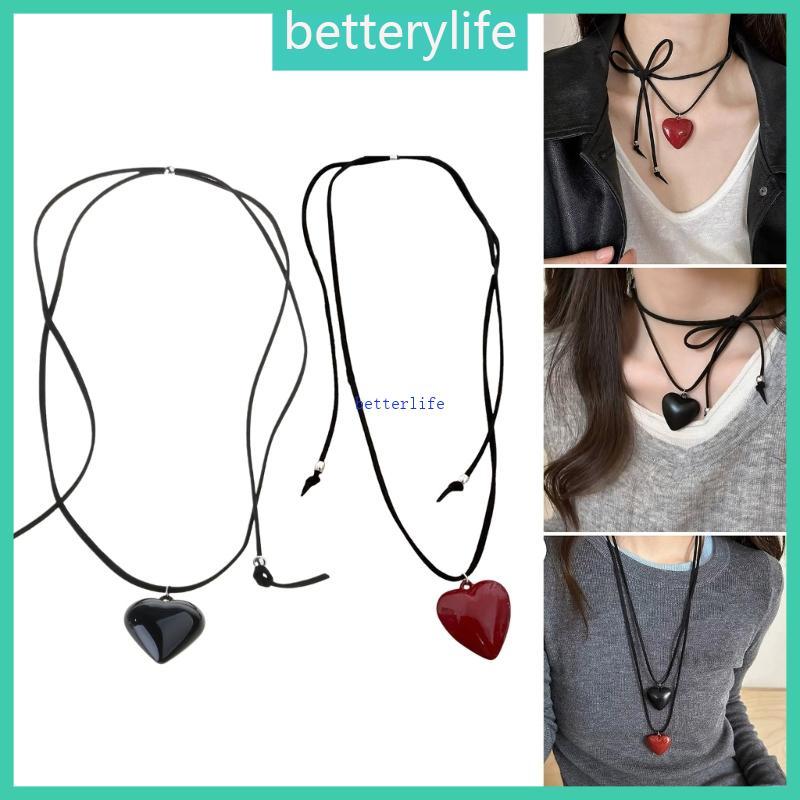 BTF สร้อยคอหัวใจเฉพาะพร้อมห่วงโซ่กํามะหยี่ปรับได้โซ่ไหปลาร้ามัลติฟังก์ชั่นเครื่องประดับทํามือสําหรับ