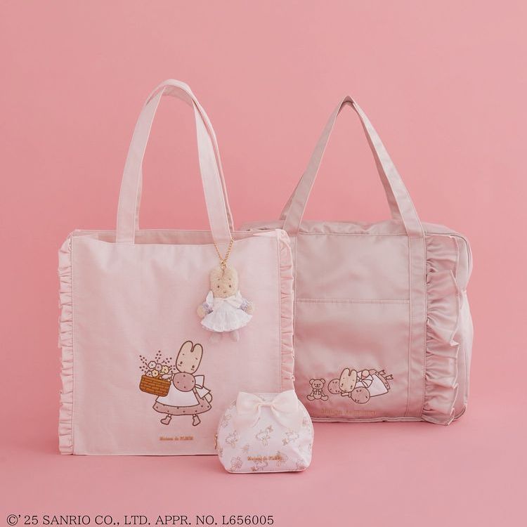 MAISON DE FLEUR กระเป๋าสะพายผ้าแคนวาสและผ้าซาติน สไตล์ญี่ปุ่น ลายใบบัว