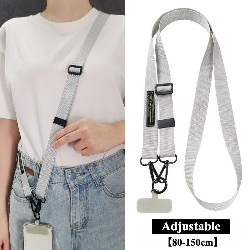 เชือกเส้นเล็กโทรศัพท์แบบไขว้ปรับได้สไตล์มินิมอลป้องกันการสูญหายสายคล้องคอเหมาะสําหรับกิจกรรมกลางแจ้ง