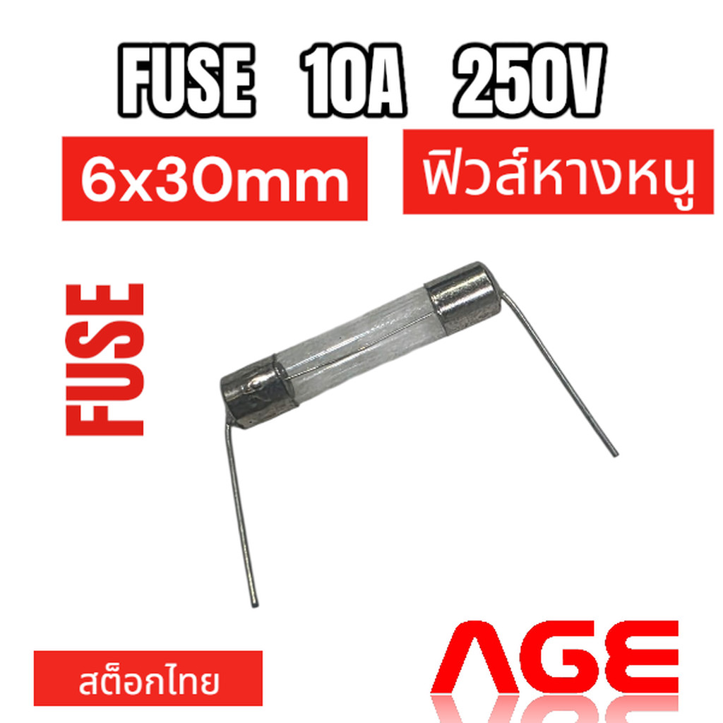 Fuse 10A 250V, 6X30mm,ฟิวส์หางหนู