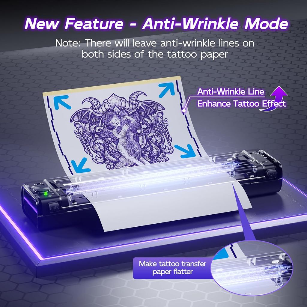 2025 Newly Launched Tattoo Stencil Printer for Halloween Temporary Tattoo, Tattoo Printer with 10 Pc