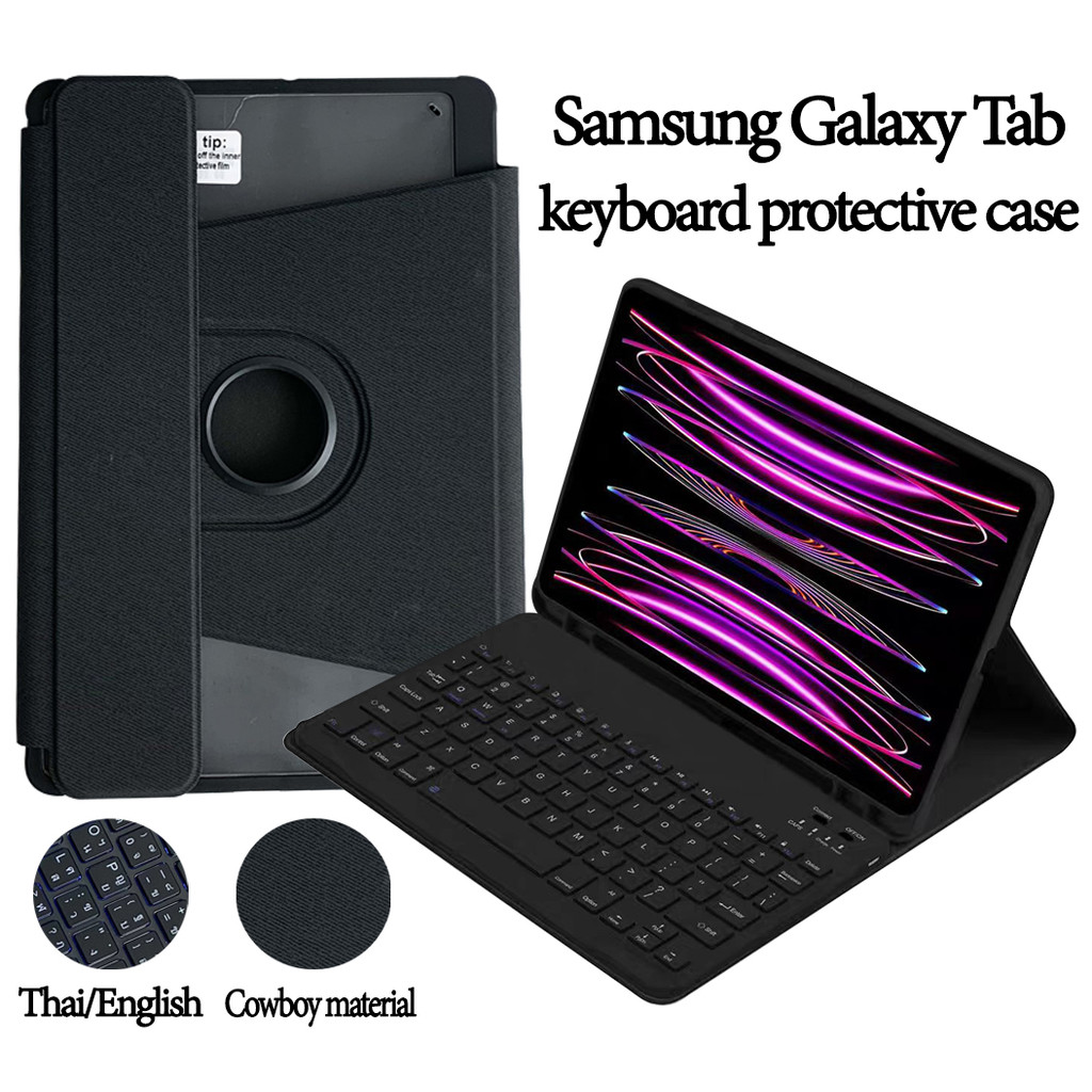 【หมุน 360 องศา】กรณีป้องกันคริลิค for Samsung Galaxy Tab S6 Lite S10FE+ A8 A9 A11 S11 S789 S10+ S7FE แสดงโลโก้