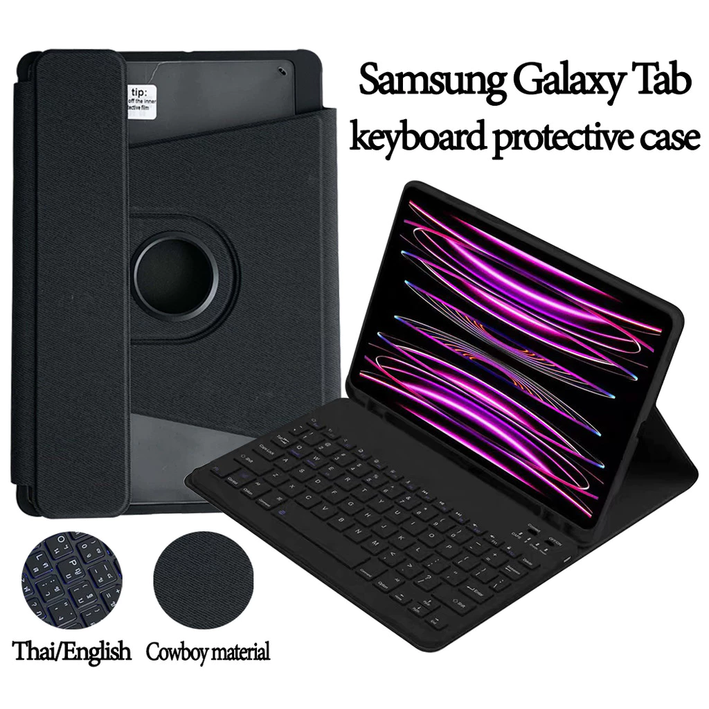 【หมุน 360 องศา】กรณีป้องกันคริลิค for Samsung Galaxy Tab S6 Lite S10FE+ A8 A9 A11 S11 S789 S10+ S7FE แสดงโลโก้