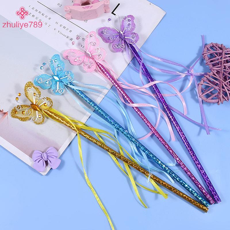 <zhuliye789> 1PC น่ารัก Dreamlike ผีเสื้อ Fairy Wand เด็ก Magic Stick สาววันเกิดของเล่น Nice