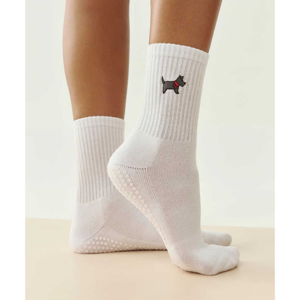 MoveActive Pilates Grip Socks - Cosy Pup Ivory - Move Active Socks - Yoga Barre Pilates Grip Socks