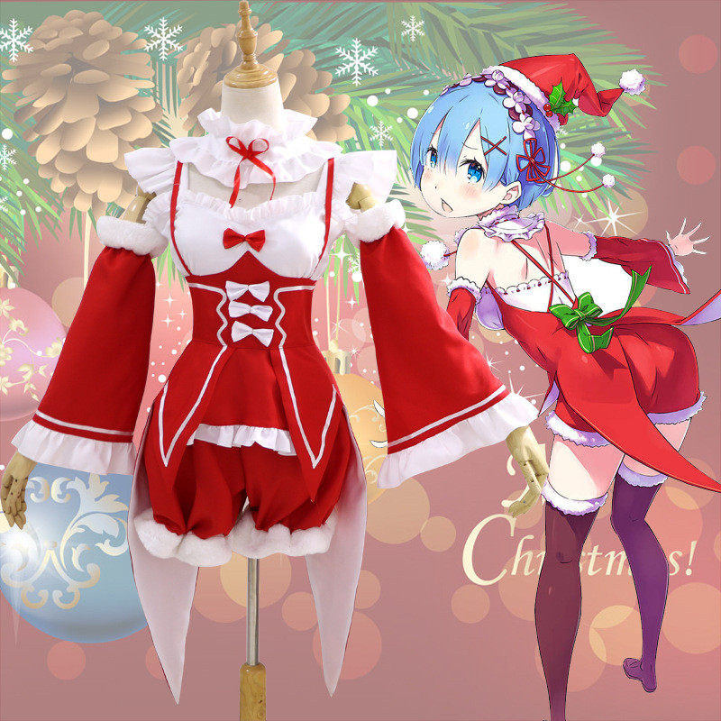 เสื้อคอสเพลย์ Re: Zero Ram Rem สำหรับเทศกาลคริสต์มาส