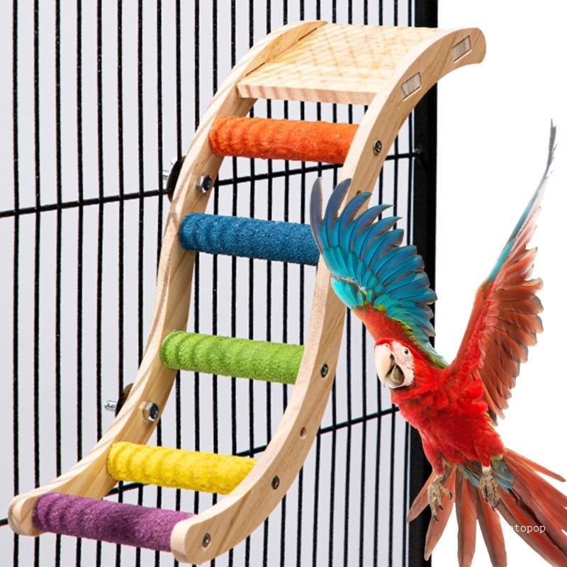 Top Bird Grinding Toy Parrot Perch Stand Ladder with Non-slip Quartz-Sand