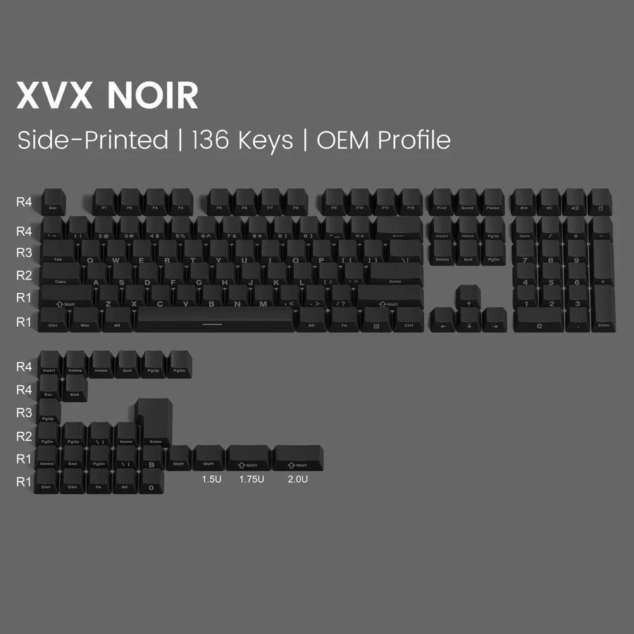 XVX Noir Keycaps OEM Side Profile Double Shot Shine ผ่าน PBT Keycap 136 คีย์