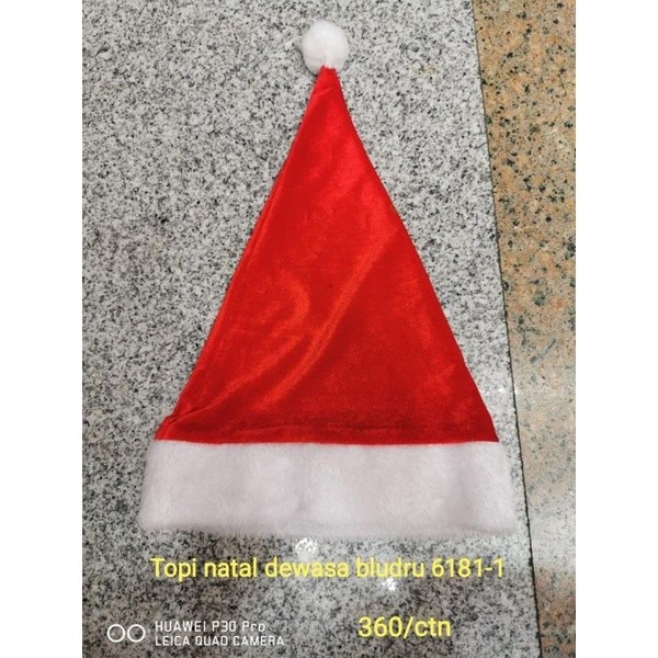 6181-1 หมวกคริสต์มาสผู้ใหญ่กํามะหยี่