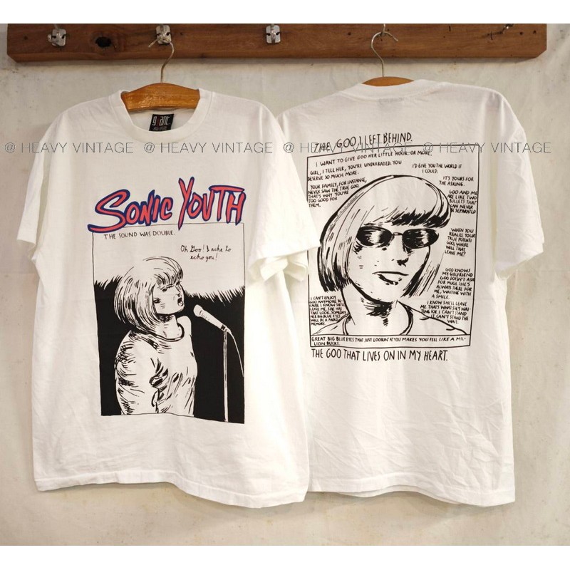 SONIC YOUTH The Goo I left behind Bio washed เสื้อวินเทจ เสื้อทัวร์ วงร๊อค heavy vintage shirt