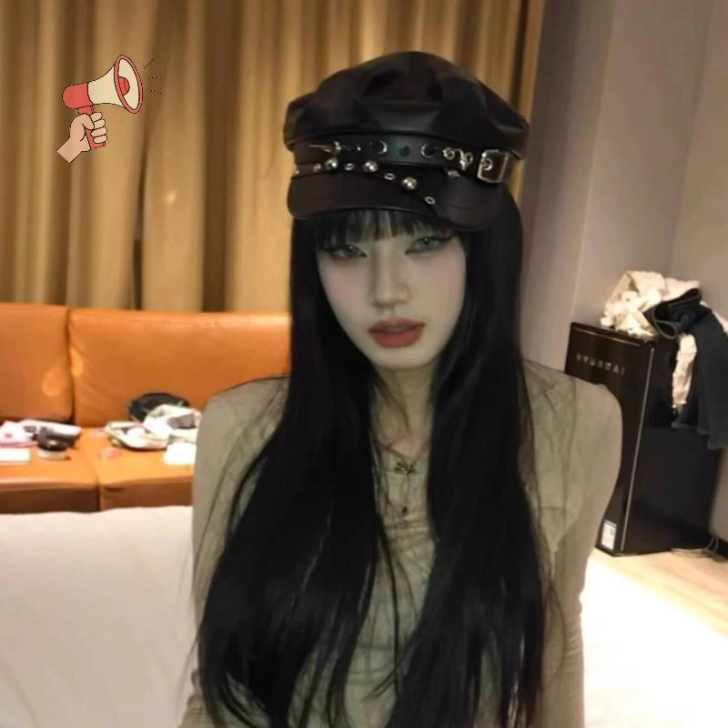 [MZ] Vintage Rivet Beret Harajuku Y2K สาว Gothic Lolita ck หนัง Dark Face เปิดเผยแบน Newsboy หมวก Be