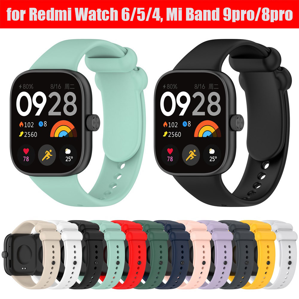 สายนาฬิกาแบบสปอร์ตสําหรับ Redmi Watch 6 5 4 สร้อยข้อมือเปลี่ยนสายรัดข้อมือซิลิโคนสําหรับ Xiaomi Mi Band 9 Pro 8 Pro
