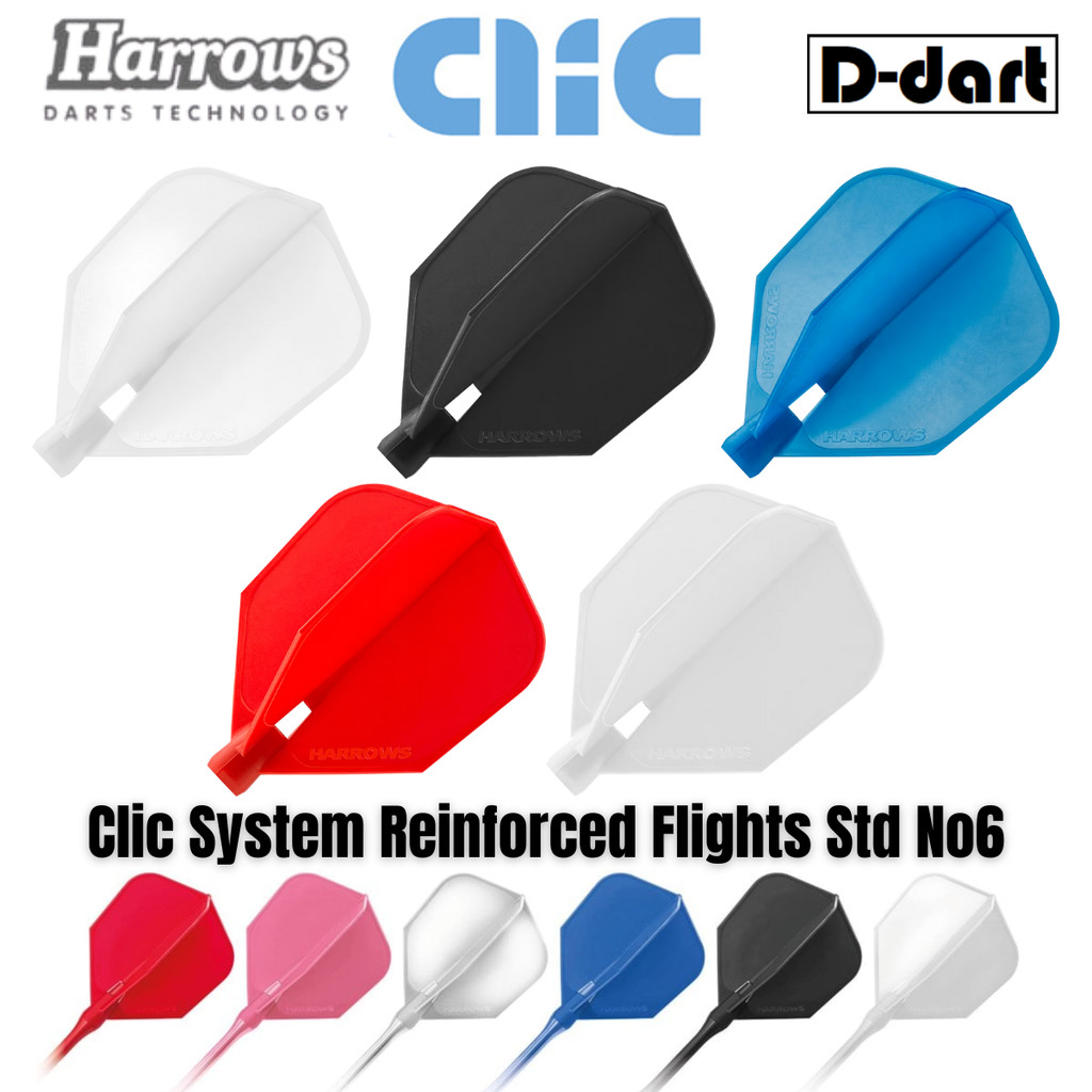 Harrows Dart Flights - Clic System เสริม Flights Shape (No.6) Dart Flights 3 ชิ้น/แพ็ค