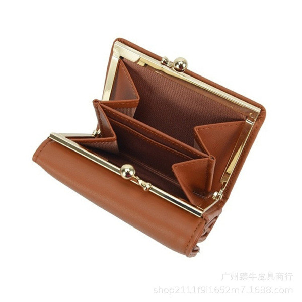 perota brand กระเป๋าสตางค์สามพับแบบสั้นของผู้หญิงญี่ปุ่นกระเป๋าสตางค์หนังวัวชั้นแรกกระเป๋าสตางค์ใบเล