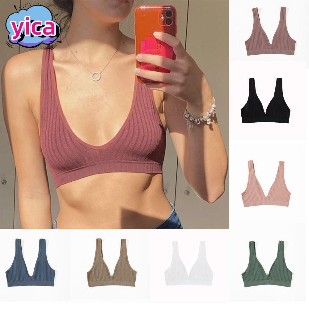 YICA Seamless Bra Cotton Spiral Wire Free Yoga Tops Vest