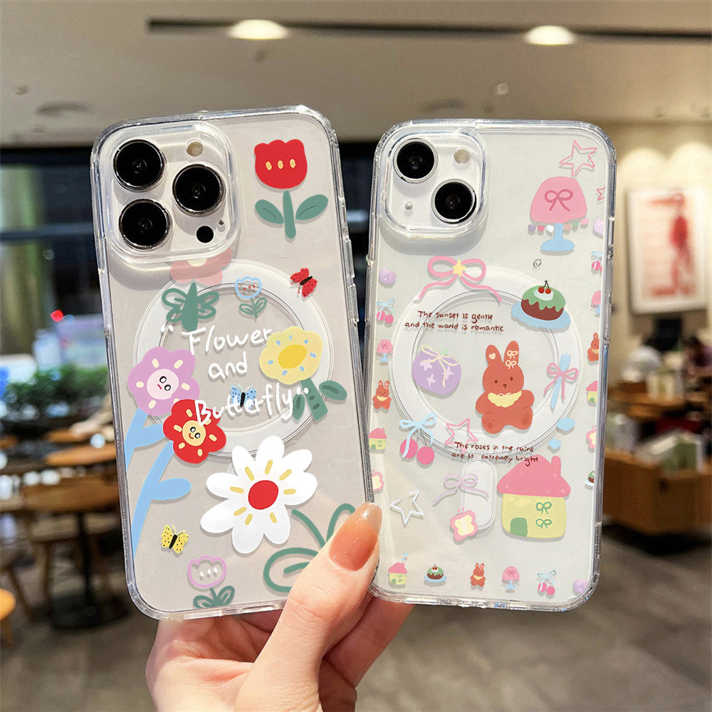 Magnetic Case For Samsung A37 A57 A07 A54 A06 A16 A26 A17 A55 A36 A56 S25Ultra A15 เคสแม่เหล็ก Colorful ใสกันกระแทก กรณี