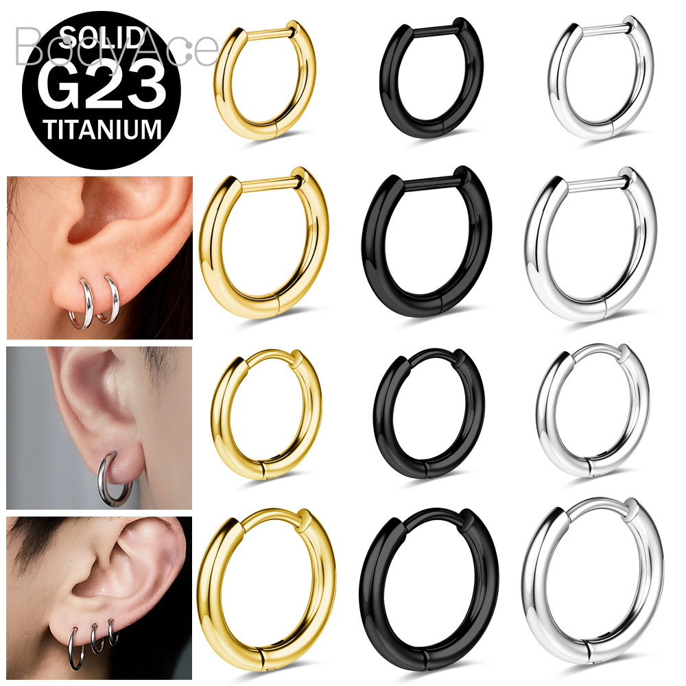 Bodyace 1 Pc G23 ต่างหูไทเทเนียม ขนาด 18G แบบวงกลม เหมาะสำหรับการเจาะLOBE, SEPTUM และHELIX