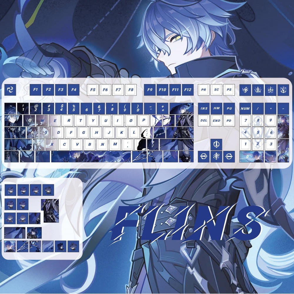 Kyryll Chudomirovich Flins Keycaps 120 คีย์โปรไฟล์เชอร์รี่ PBT Wooting Aula F75 Mechanical Anime Key