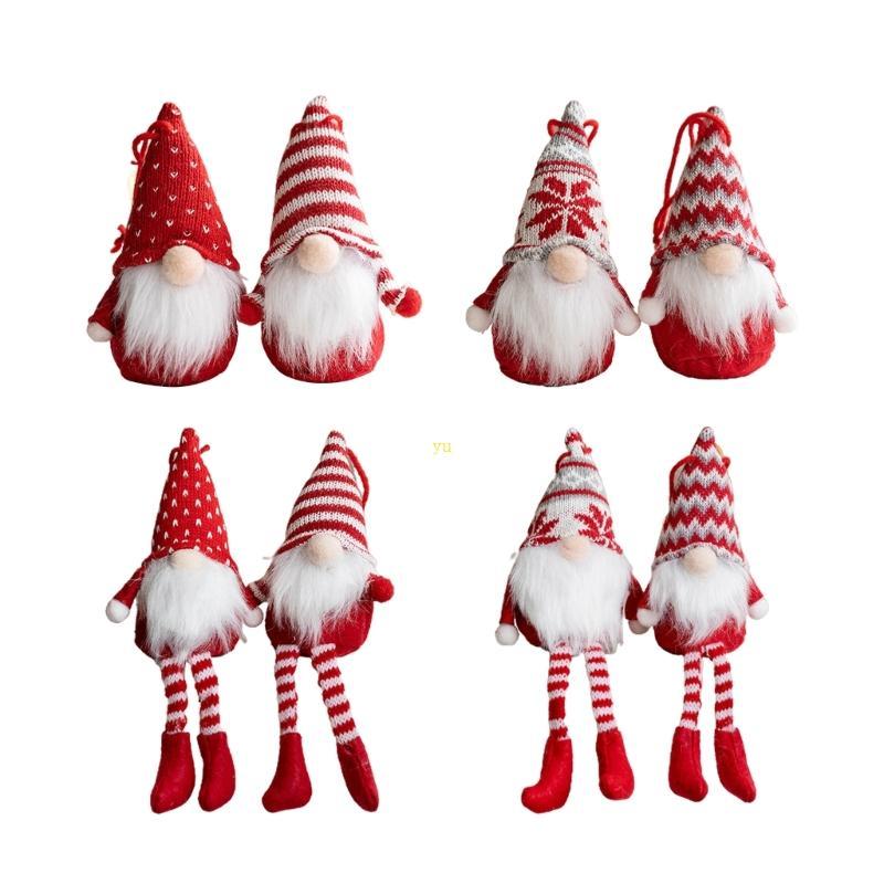 Yu Christmas แขวน Gnome ชุด 2 Gnome จี้อุปกรณ์เสริมสําหรับ Xmas Tree Party ฉากหลังตกแต่งวันหยุด