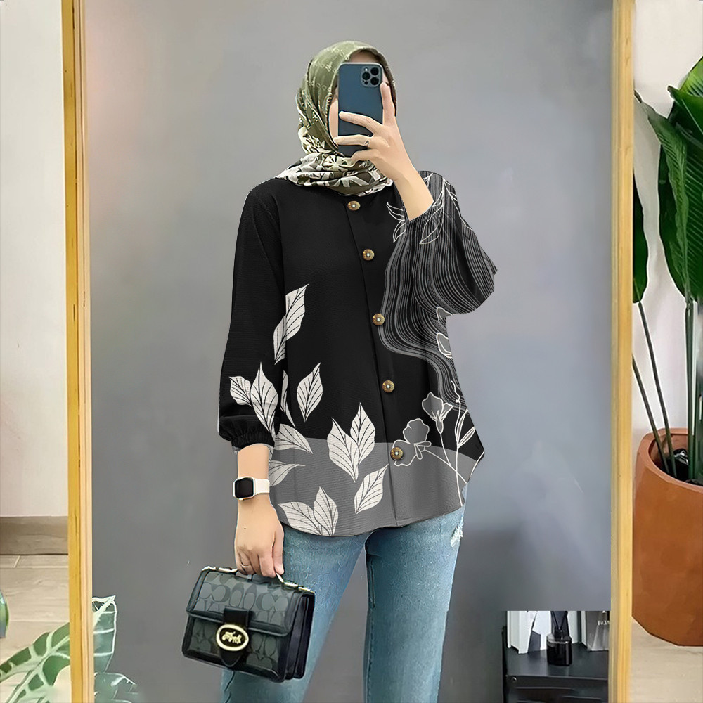 -ชั่วโมงการจัดส่ง] bulan bintang baju melayu เสื้อมุสลิมมาเลเซียรอมฎอนเทศกาลเสื้อผู้หญิง Retro ดอกไม้เสื้อแขนยาว