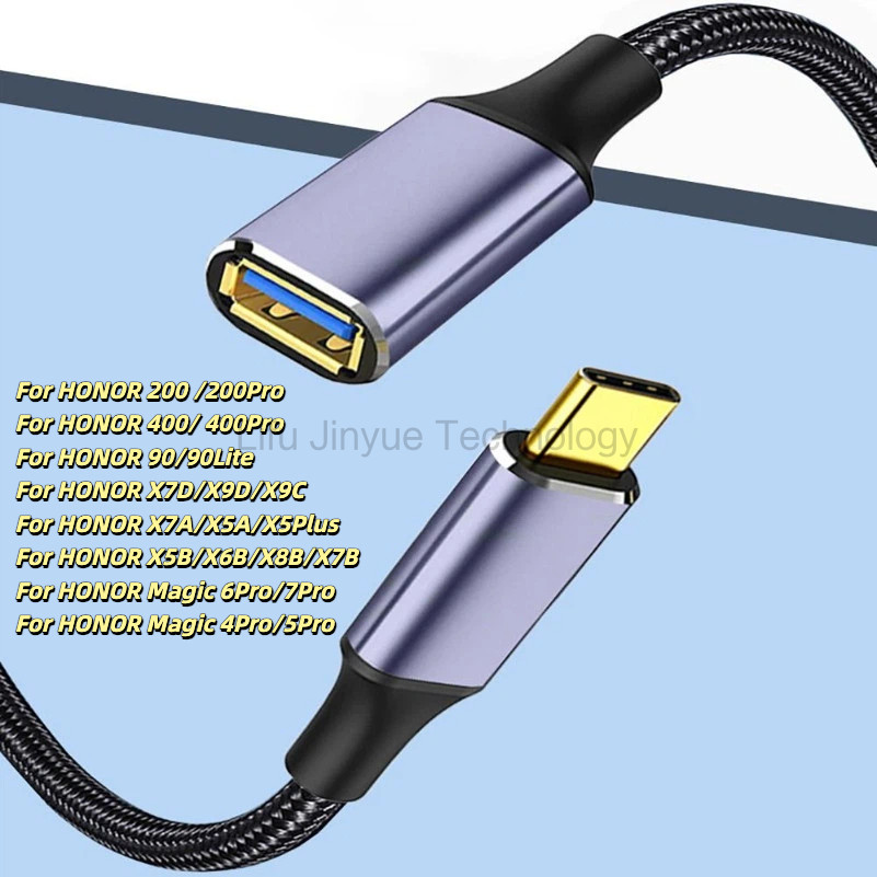 สายเคเบิลข้อมูลความเร็วสูงชายกับหญิงสายต่อ Type-C 3.1 ถึง USB 3.0 สายอะแดปเตอร์ OTG สําหรับ HONOR 20