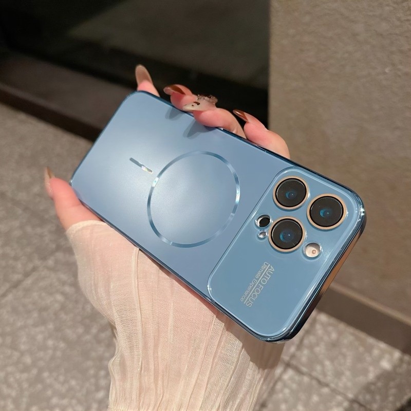 Large Window Glass lens/Matte AG hard case/สีชมพู เคส เข้ากันได้สำหรับ iphone 14 15 16 17 pro max เคสกันกระแทกผิวป้องกัน - รูปที่ 2