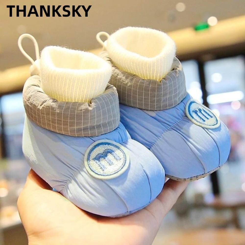 THANKSKY Baby Booties รองเท้าบูทสําหรับเด็กทารกแบบนุ่มสําหรับฤดูหนาวรองเท้าผ้าฝ้ายสําหรับเด็กแบบหนา 